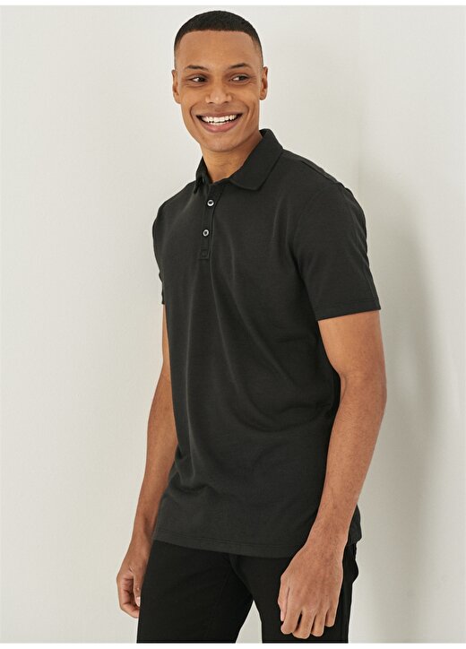 Altınyıldız Classics Polo Yaka Düz Siyah Erkek T-Shirt 4A4822200049 1
