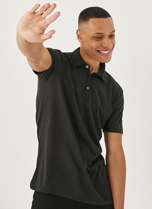 Altınyıldız Classics Polo Yaka Düz Siyah Erkek T-Shirt 4A4822200049 4