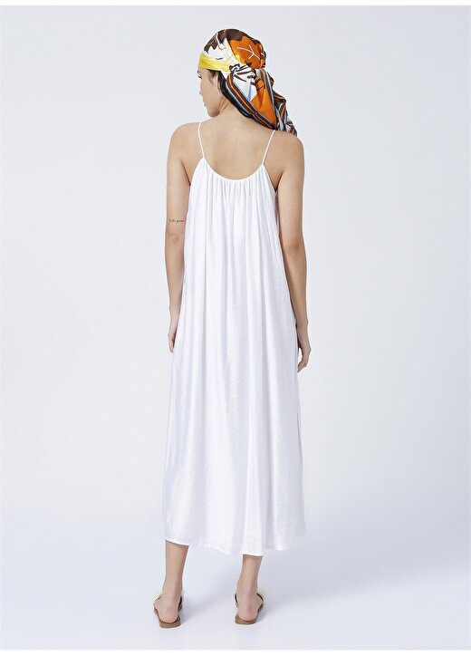 Fabrika Kadın U Yaka Geniş Fit Beyaz Elbise YM-18 4
