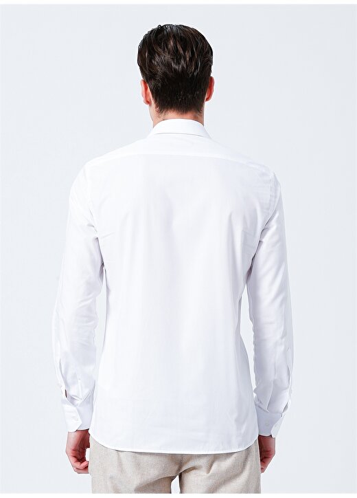 Pierre Cardin Myrat Klasik Yaka Slim Fit Düz Beyaz Erkek Gömlek 4