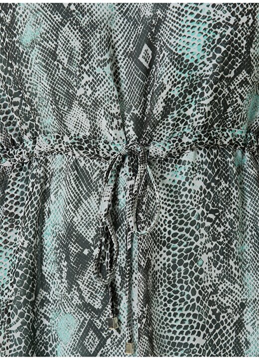 Network Straplez Basic Desenli Siyah - Yeşil Kadın Elbise - 1083000 4