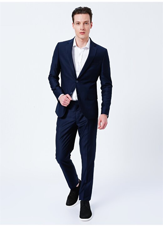 Fabrika Ceket Yaka Normal Bel Basic Düz Lacivert Erkek Takım Elbise 1