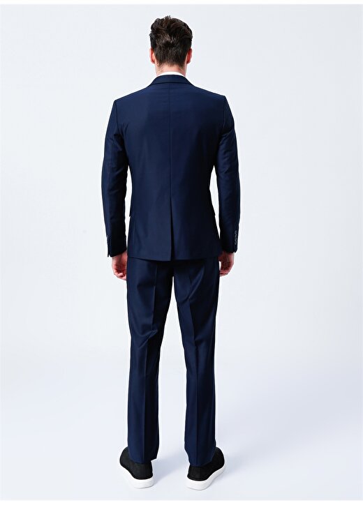 Fabrika Ceket Yaka Normal Bel Basic Düz Lacivert Erkek Takım Elbise 4