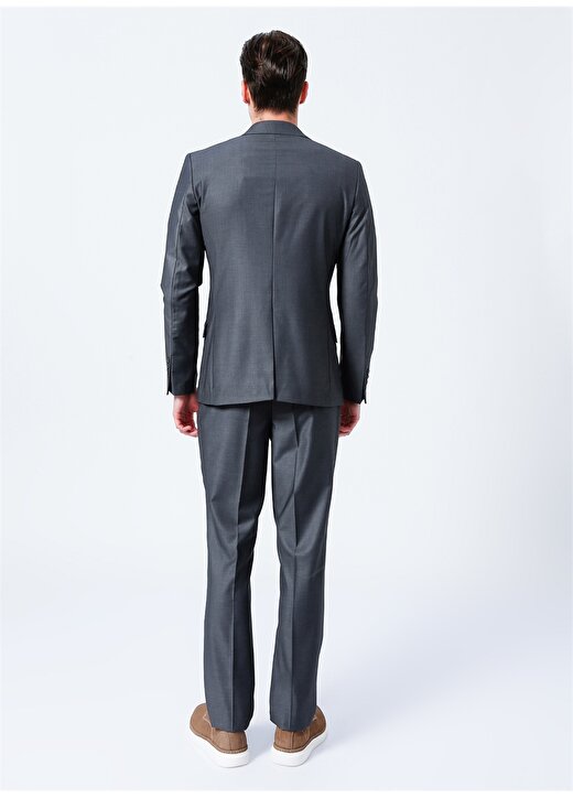 Fabrika Ceket Yaka Normal Bel Basic Düz Antrasit Erkek Takım Elbise 4