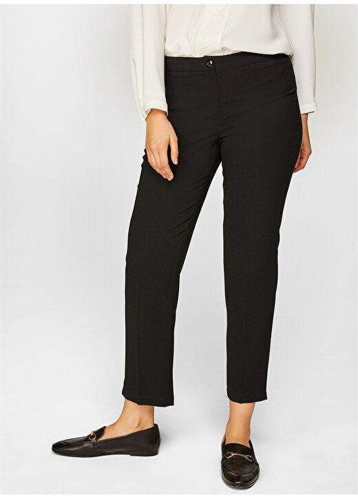 Faik Sönmez Normal Bel Slim Fit Siyah Kadın Pantolon B00049 4