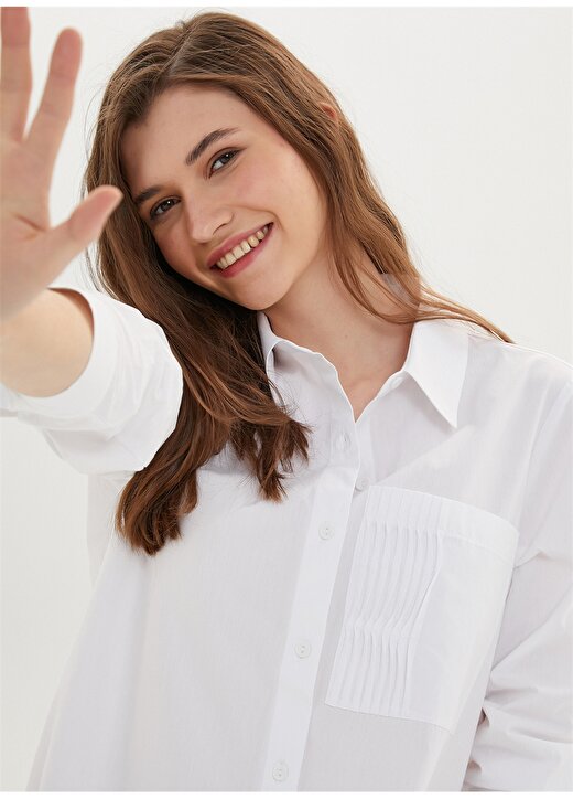 Faik Sönmez Gömlek Yaka Beyaz Kadın Gömlek U64322 1