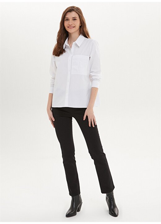 Faik Sönmez Gömlek Yaka Beyaz Kadın Gömlek U64322 2