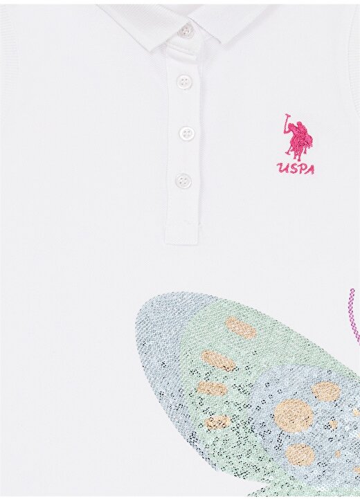 U.S. Polo Assn. Payetli Beyaz Kız Çocuk Elbise NATME VR013 3