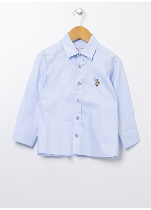 U.S. Polo Assn. Normal Kalıp Düz Mavi Erkek Çocuk Gömlek 1