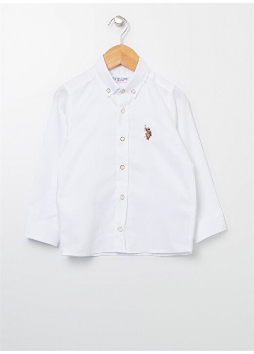 U.S. Polo Assn. Beyaz Erkek Çocuk Uzun Kollu Düz Gömlek CEDCOLORKIDS022Y 1