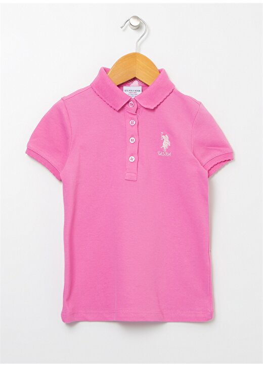 U.S. Polo Assn. Düz Pembe Kız Çocuk Polo T-Shirt TP01-IY022 1