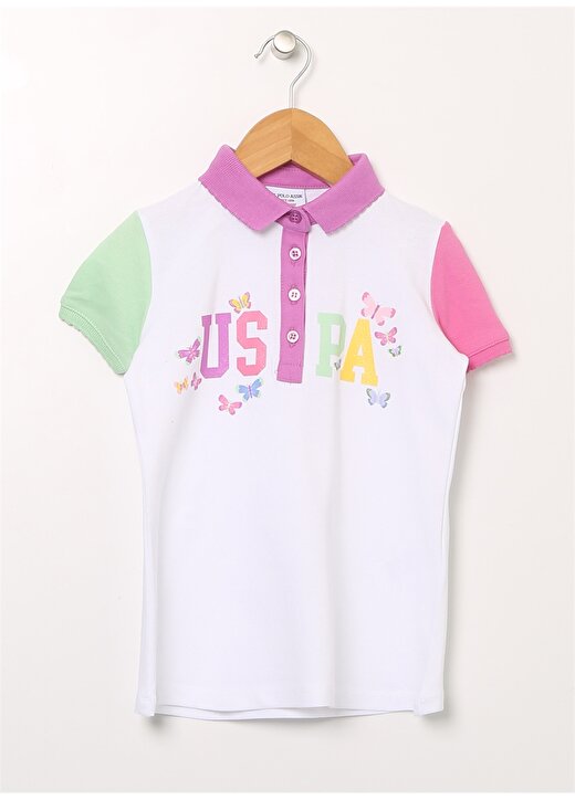 U.S. Polo Assn. Baskılı Beyaz Kız Çocuk Polo T-Shirt NUYPA VR013 1