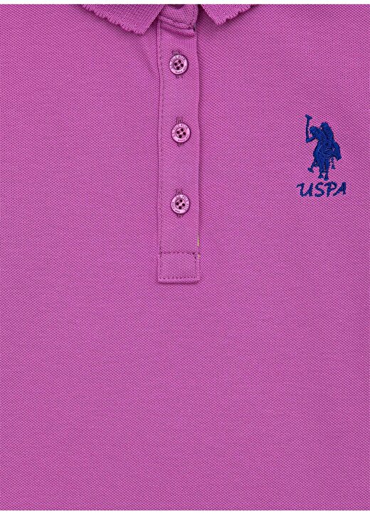 U.S. Polo Assn. Düz Açık Mor Kız Çocuk Polo T-Shirt TP01-IY022 3