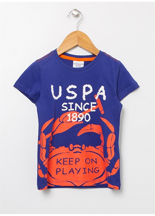 U.S. Polo Assn. Jonava Bisiklet Yaka Normal Kalıp Baskılı Mavi Erkek Çocuk T-Shirt 1