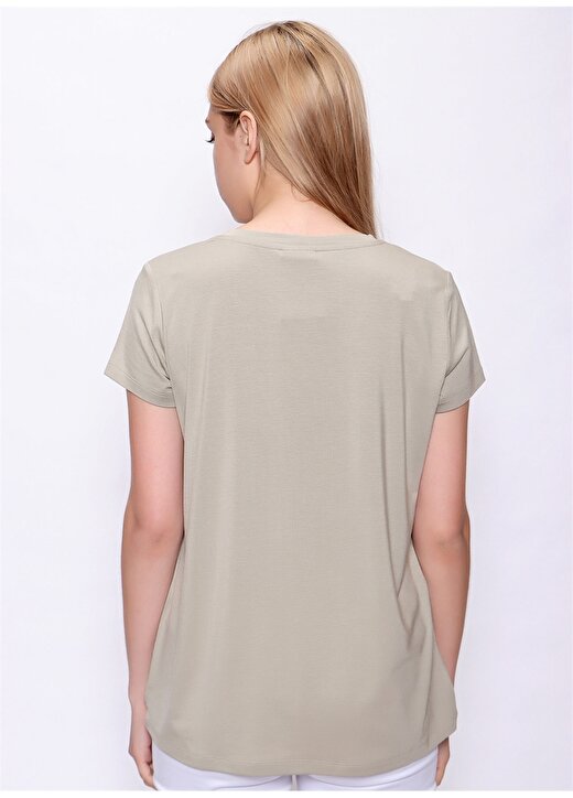 U.S. Polo Assn. Ciyosel22 V Yaka Comfort Fit Düz Yeşil Kadın T-Shirt 3
