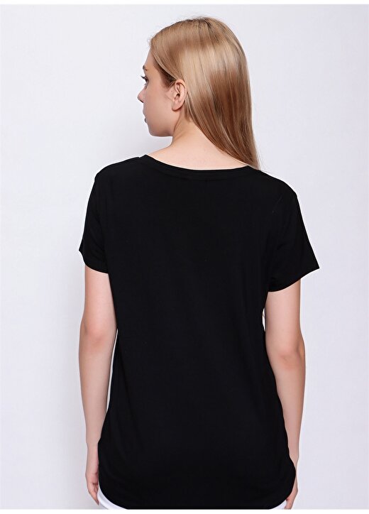 U.S. Polo Assn. Ciyosel22 V Yaka Comfort Fit Düz Siyah Kadın T-Shirt 3