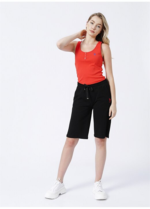 U.S. Polo Assn. Gedda22 U Yaka Slim Fit Düz Kırmızı Kadın T-Shirt 2