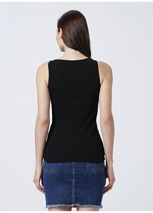 U.S. Polo Assn. Gedda22 U Yaka Slim Fit Düz Siyah Kadın T-Shirt 4