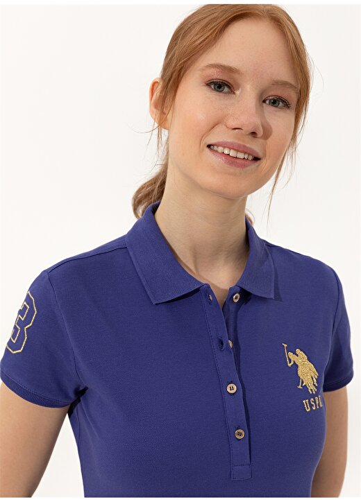 U.S. Polo Assn. Polo Yaka Düz Diz Üstü Mavi Kadın Elbise MTS02222-075 2
