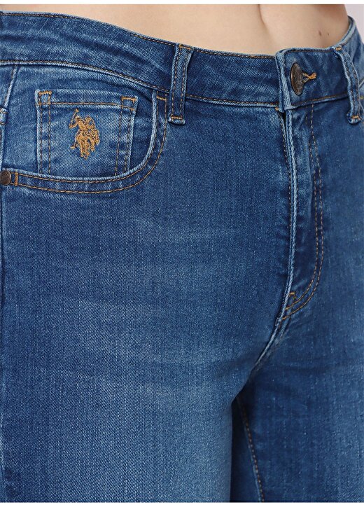 U.S. Polo Assn. Orta Bel Slim Fit Mavi Kadın Denim Pantolon LEVA 4