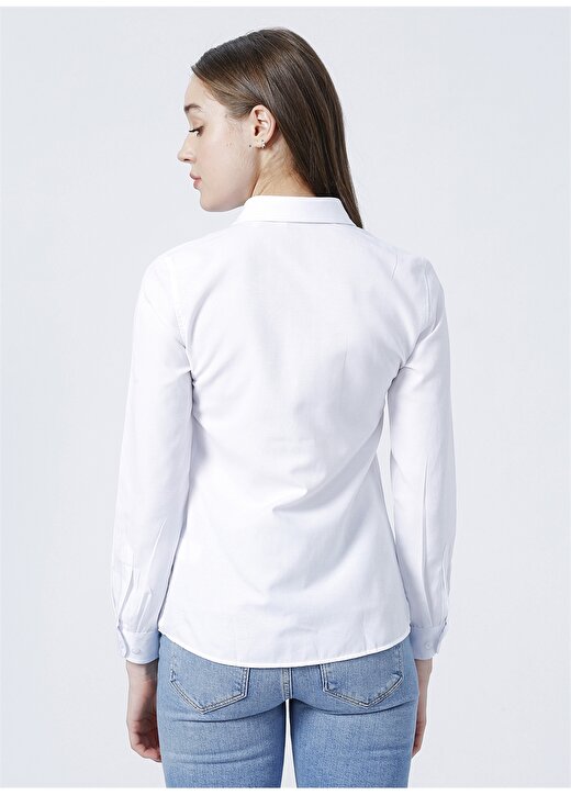 U.S. Polo Assn. Wox22y Slim Fit Düz Beyaz Kadın Gömlek 4