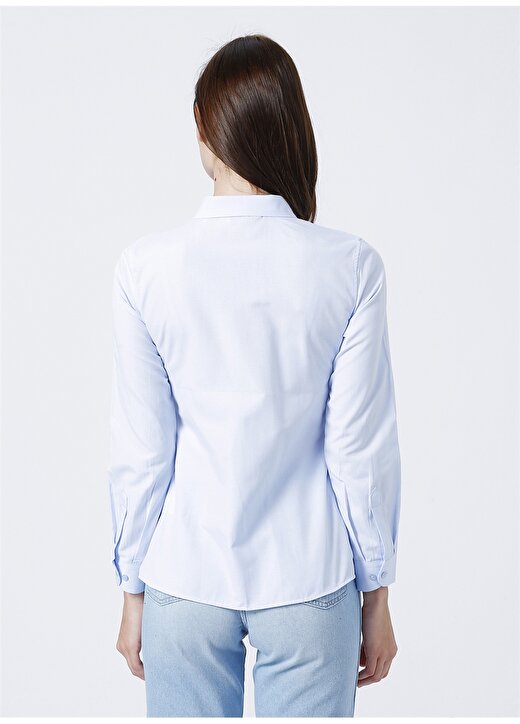 U.S. Polo Assn. Woxcolor22y Slim Fit Düz Mavi Kadın Gömlek 4
