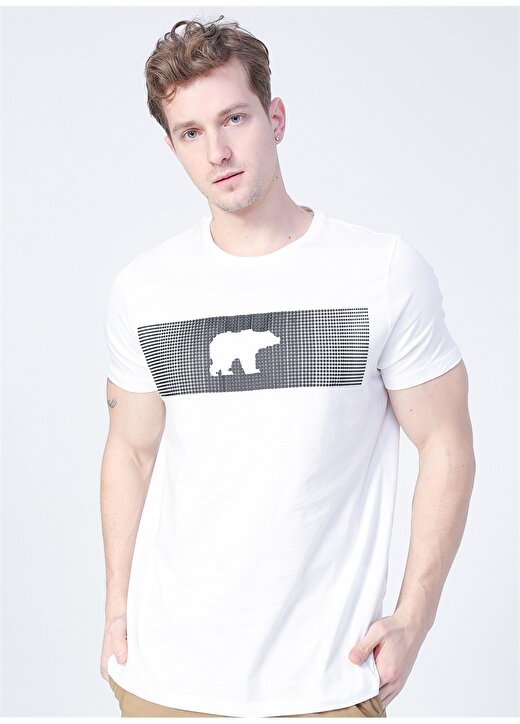Bad Bear 20.01.07.024_Fancy O Yaka Regular Fit Baskılı Kırık Beyaz Erkek T-Shirt 1
