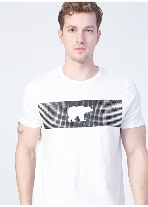 Bad Bear 20.01.07.024_Fancy O Yaka Regular Fit Baskılı Kırık Beyaz Erkek T-Shirt 3