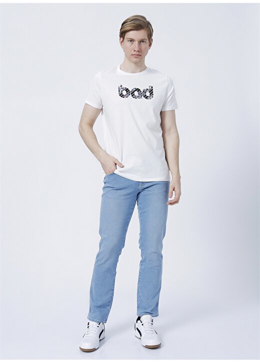 Bad Bear 22.01.07.014_Bad O Yaka Baskılı Kırık Beyaz Erkek T-Shirt 2