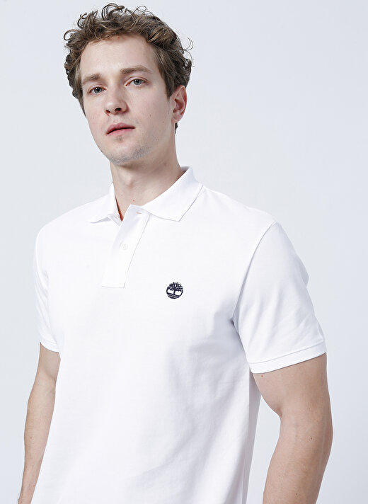 Timberland Düz Beyaz Erkek Polo T-Shirt TB0A26N41001 Basic Polo 3