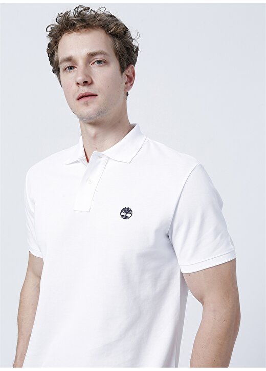 Timberland Düz Beyaz Erkek Polo T-Shirt TB0A26N41001 Basic Polo 3