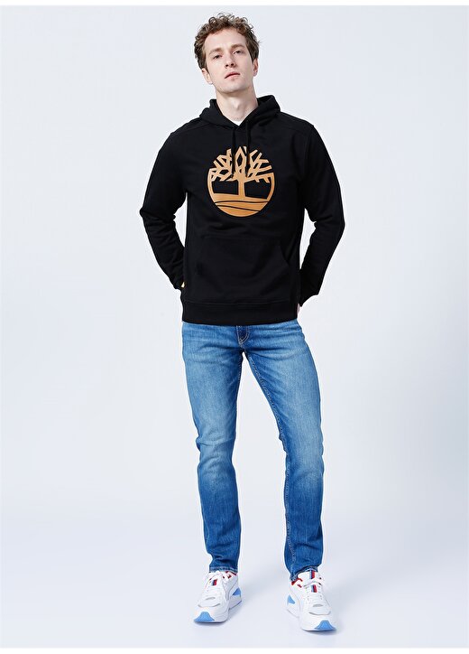 Timberland Kapüşonlu Normal Kalıp Desenli Siyah Erkek Sweatshirt - TB0A2BJHP561 Core Logo P/O Hood BB 2