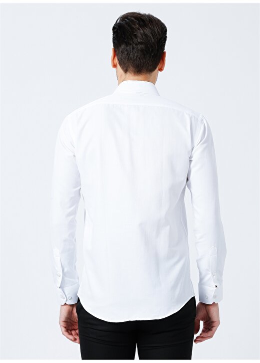 Süvari Klasik Yaka Düz Beyaz Erkek Gömlek GM2024700280 4