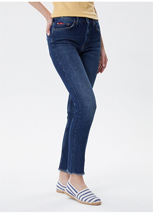 Lee Cooper Yüksek Bel Slim Fit Mavi Kadın Denim Pantolon 222 LCF 121008 JACKLIN CENA BLUE 3