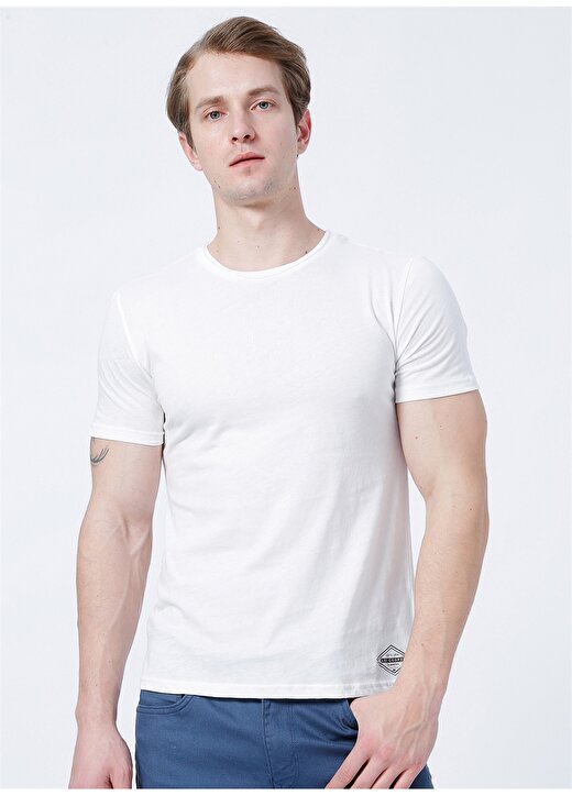 Lee Cooper Bisiklet Yaka Slim Fit Düz Kırık Beyaz Erkek T-Shirt - 222 Lcm 242055 Gael 3