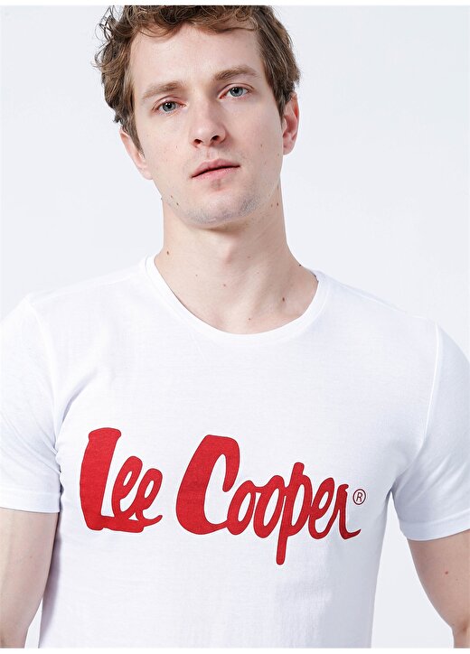 Lee Cooper Bisiklet Yaka Slim Fit Baskılı Kırık Beyaz Erkek T-Shirt - 222 LCM 242065 London Logo 3