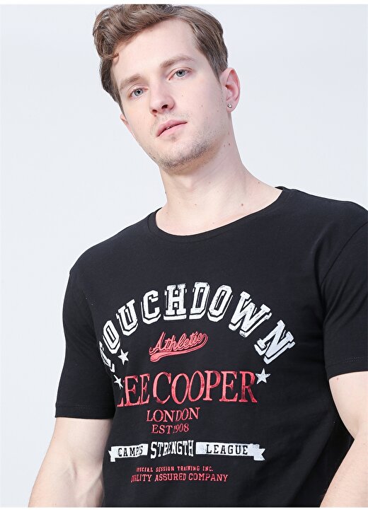 Lee Cooper 222 Lcm 242074 Touch Bisiklet Yaka Slim Fit Baskılı Siyah Erkek T-Shirt 1