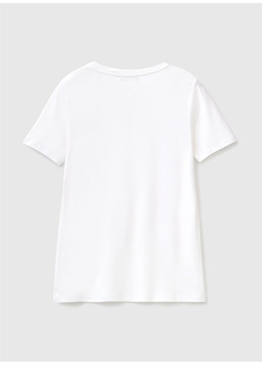 Benetton V Yaka Normal Kalıp Kadın Beyaz T-Shirt - 3GA2E4230 2