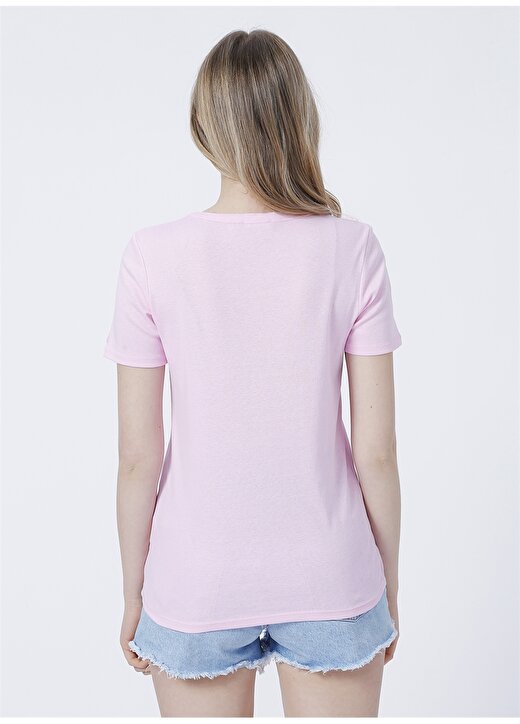 Benetton Bisiklet Yaka Pembe Kadın T-Shirt 3GA2E16A0 4