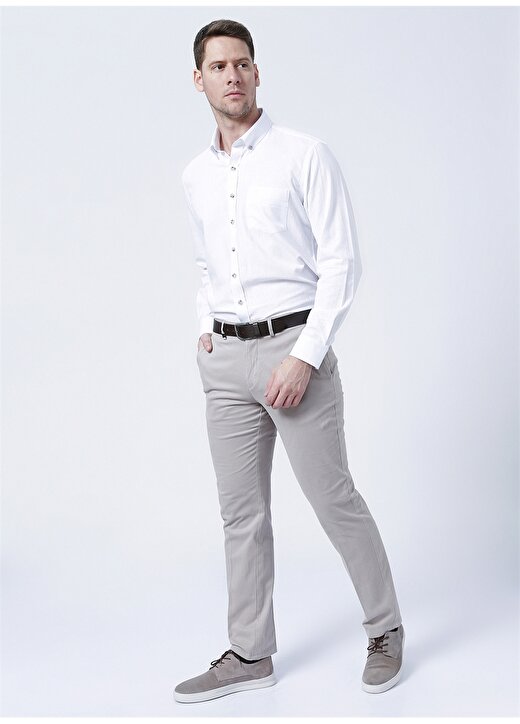 Privé Düğmeli Comfort Fit Beyaz Erkek Gömlek - 4BX202220040 2