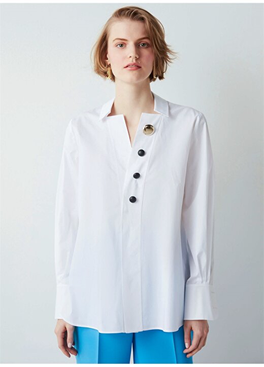 İpekyol Normal Kalıp Beyaz Kadın Gömlek - IS1220025083002 1