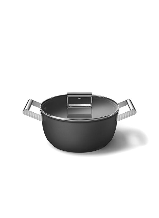 SMEG Cookware 50''S Style CKFC2411BLM Siyah Tencere 24cm 4,6 lt 4