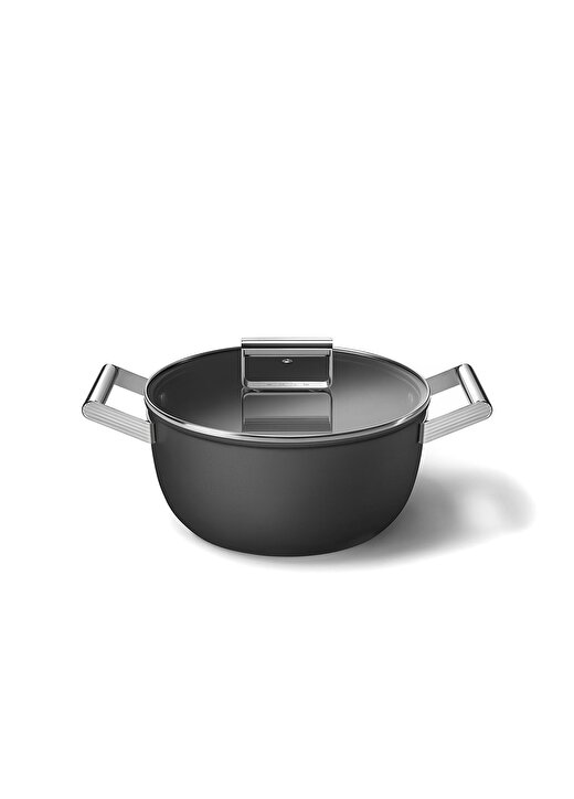 SMEG Cookware 50''S Style CKFC2411BLM Siyah Tencere 24Cm 4,6 Lt 4