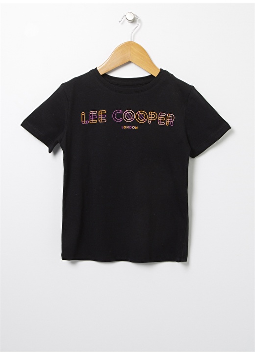 Lee Cooper Siyah Kız Çocuk Bisiklet Yaka Kısa Kollu Baskılı T-Shirt 222 LCG 242005 NEON SIYAH 1