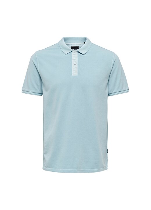 Only & Sons Gömlek Yaka Normal Kalıp Taşlamalı Açık Mavi Erkek Polo T-Shirt - 22021769_Onstravis S 1
