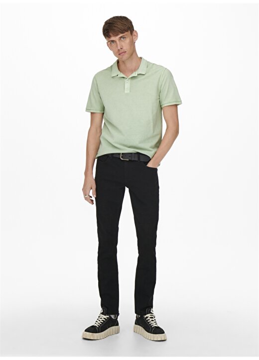 Only & Sons Gömlek Yaka Normal Kalıp Taşlamalı Açık Yeşil Erkek Polo T-Shirt - 22021769_Onstravis 2