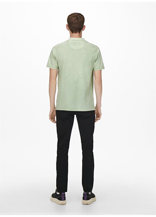 Only & Sons Gömlek Yaka Normal Kalıp Taşlamalı Açık Yeşil Erkek Polo T-Shirt - 22021769_Onstravis 3