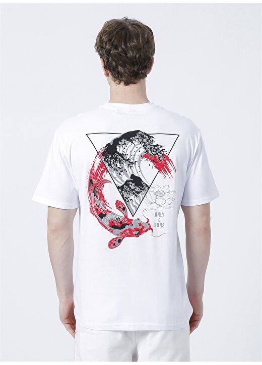 Only & Sons Oversize Baskılı Beyaz Erkek T-Shirt - 22023988_Onsfish Rlx Ss Tee 4