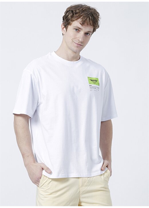 Only & Sons Oversize Taşlamalı Beyaz Erkek T-Shirt - 22023987_Onswasted Ovz Ss Tee 1