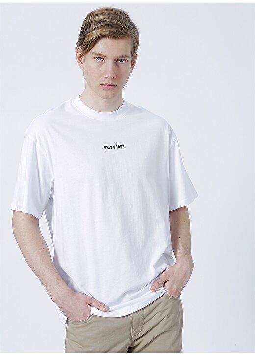 Only & Sons 22023993_Onso&Sons Ovs Ss Logo Tee Oversize Beyaz Erkek T-Shirt 1